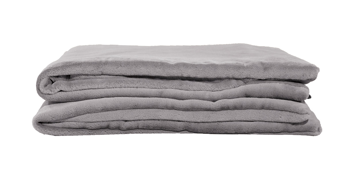 Weighted Fur Faux Blankets - Silver - 48”X74”