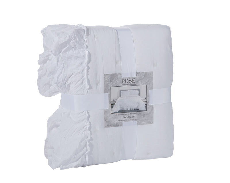 Casual white super soft quilt 3 piece set