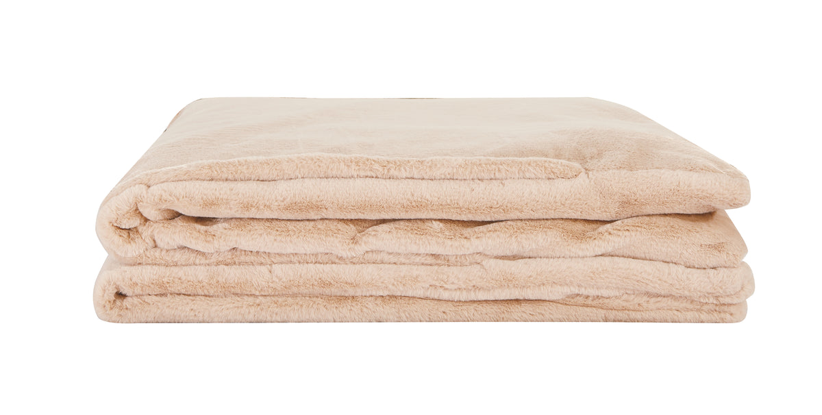 Weighted Fur Faux Blankets - Neutral - 48”X74”